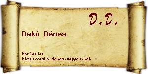 Dakó Dénes névjegykártya